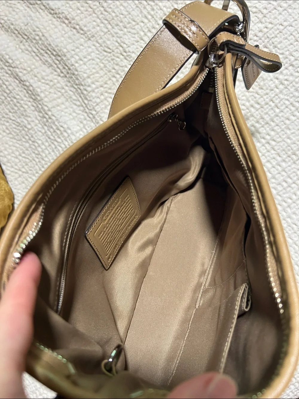 Coach Suede and Monogram shoulder bag